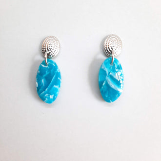 Pendientes Iris Aguamarina con Base Plateada