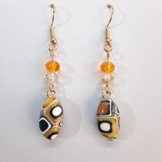 Pendientes Iris Amarillo Antiguo con Ganchos Dorado