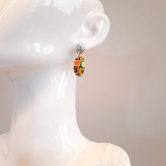 Pendientes Iris Arcoíris con Base Plateada