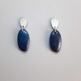 Pendientes Iris Labradorita Azul con Base Acero