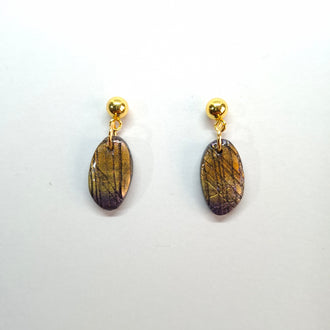 Pendientes Iris Labradorita Violeta Con Base Dorada