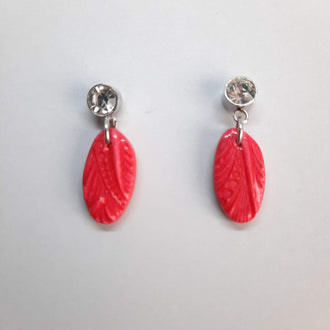 Pendientes Iris Rojos con Base Acero y Strass