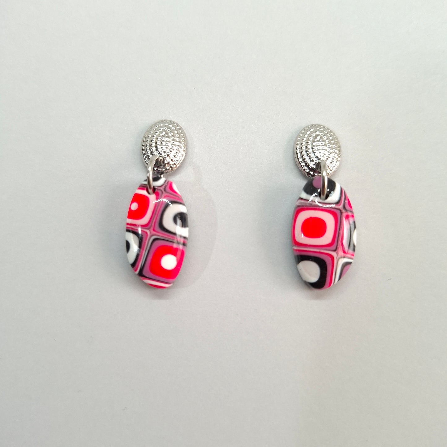 Pendientes Iris Rosa Verano Con Base Plateada