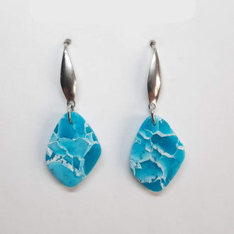 Pendientes Isabel Aguamarina con Base Plateada