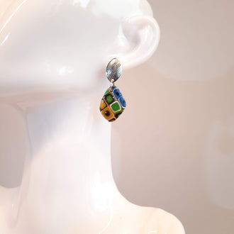 Pendientes Isabel Arcoíris con Base Plateada