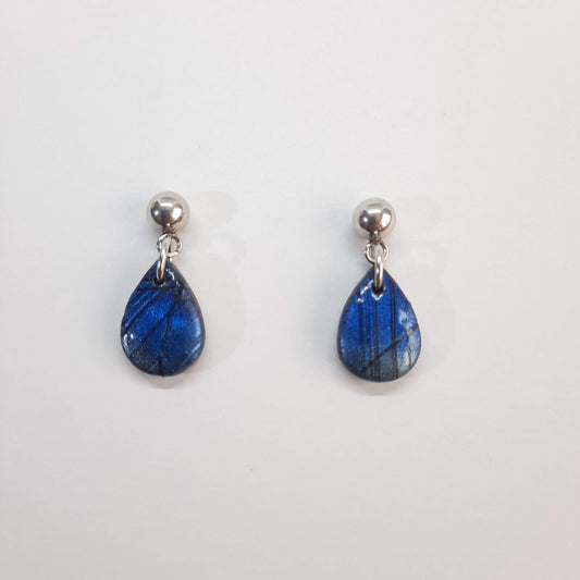 Pendientes Lagrima Labradorita Azul con Base Acero