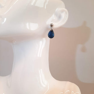 Pendientes Lagrima Labradorita Azul con Base Acero