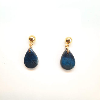 Pendientes Lagrima Labradorita Azul con Base Dorada