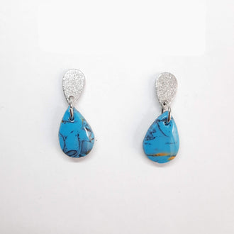 Pendientes Lagrima Turquesa con Base Acero