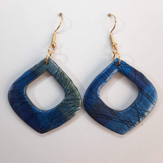 Pendientes Lisboa Labradorita Azul con Gancho Dorado