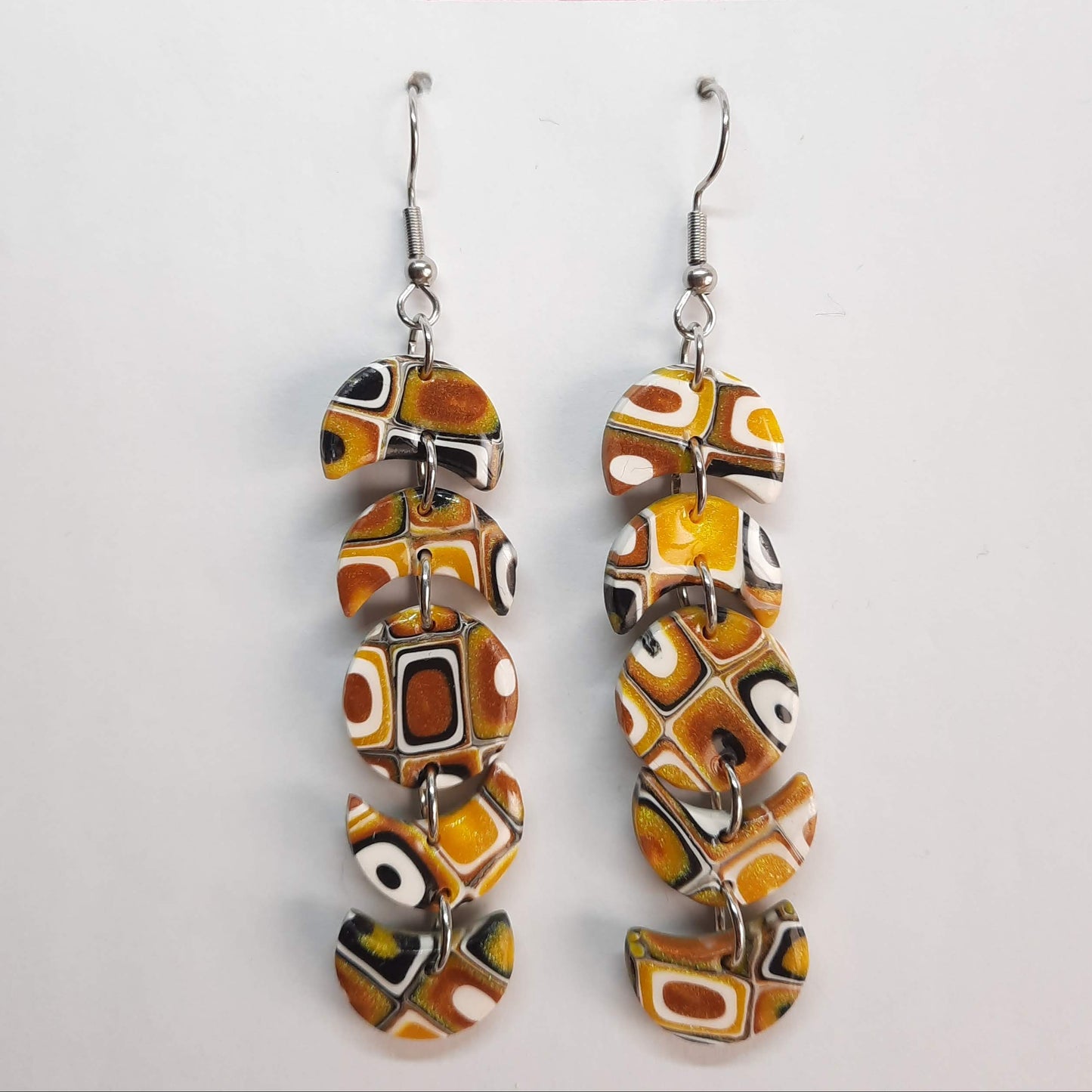 Pendientes Luna Amarillo Antiguo con Ganchos Acero