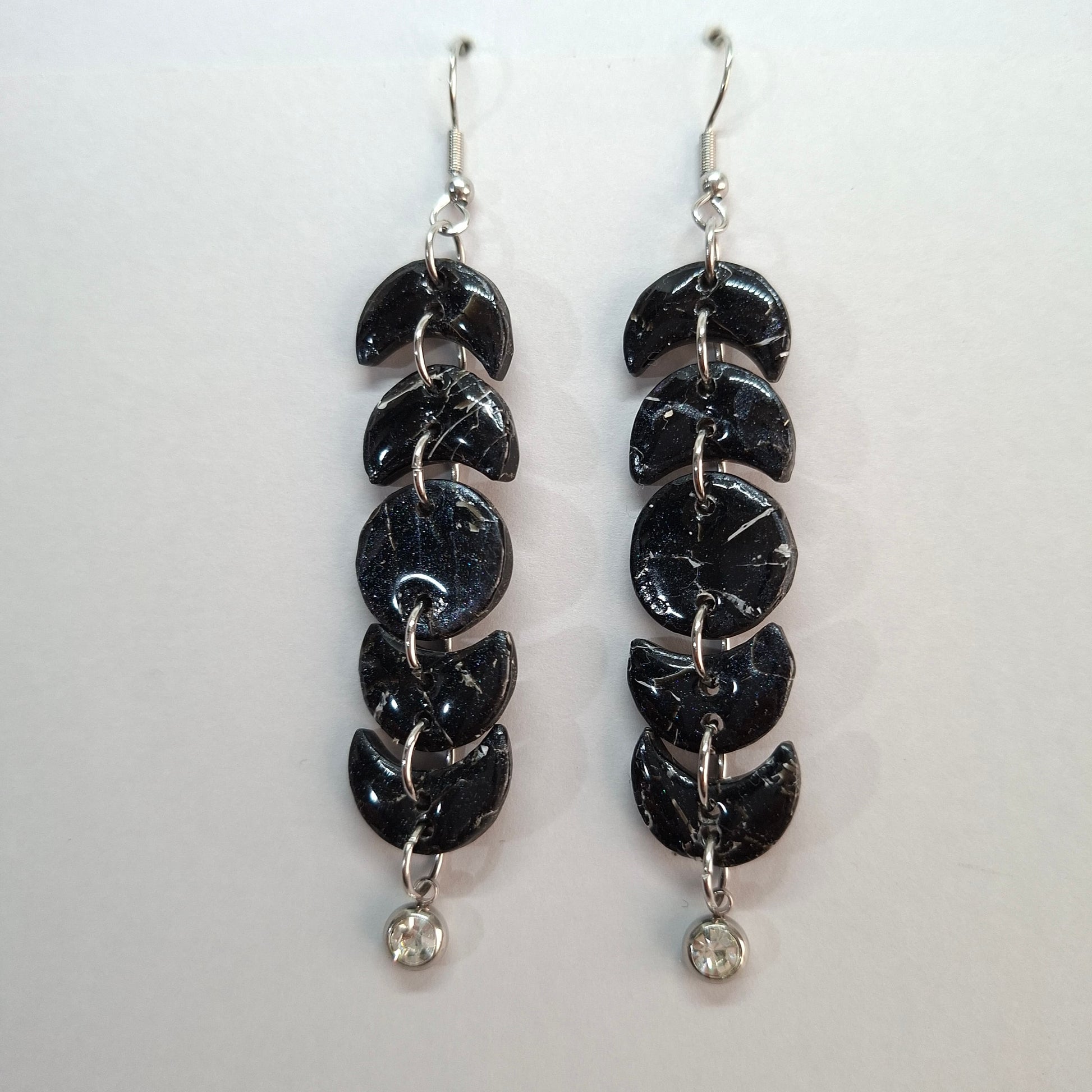 Pendientes Luna Negro Mármol