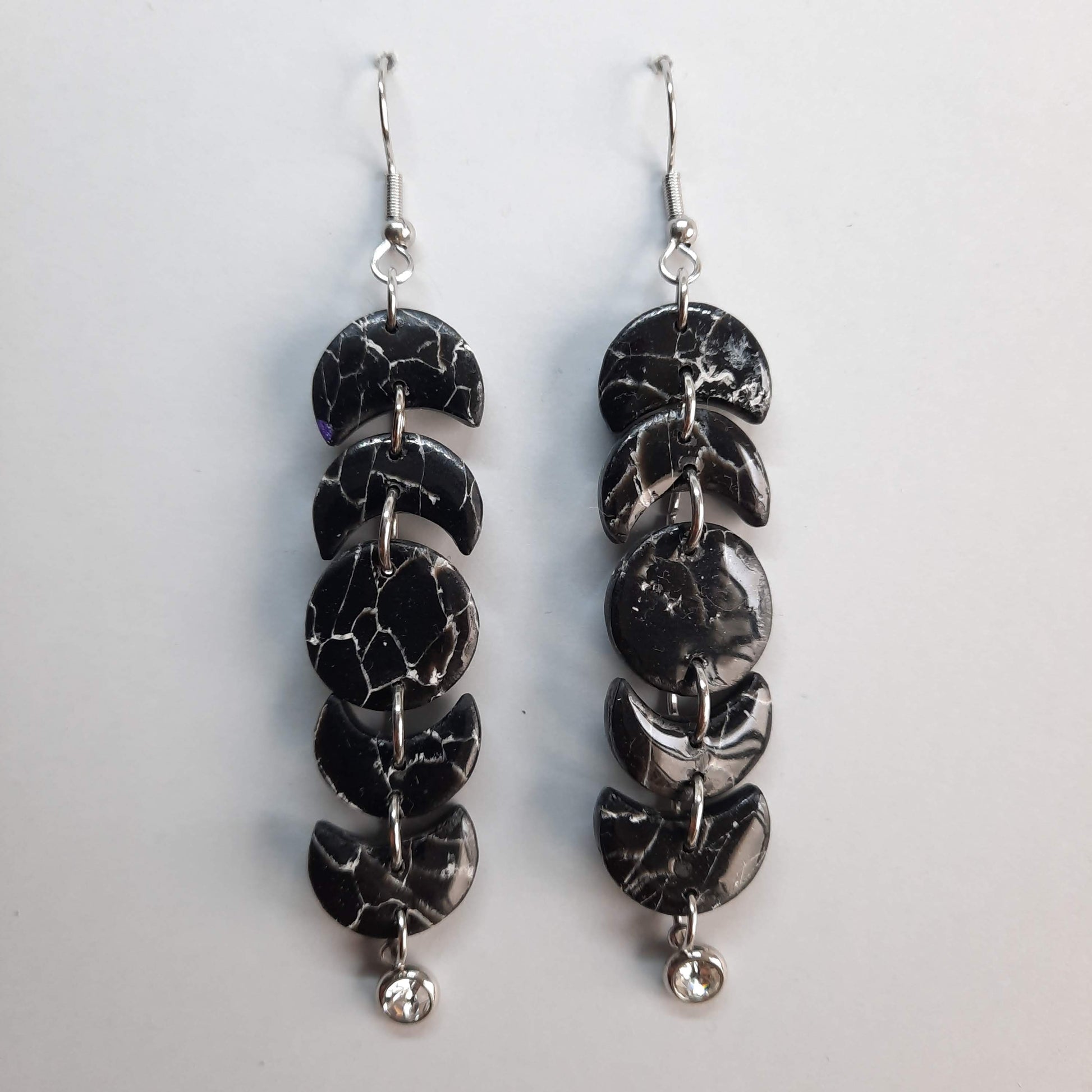 Pendientes Luna Negro Mármol