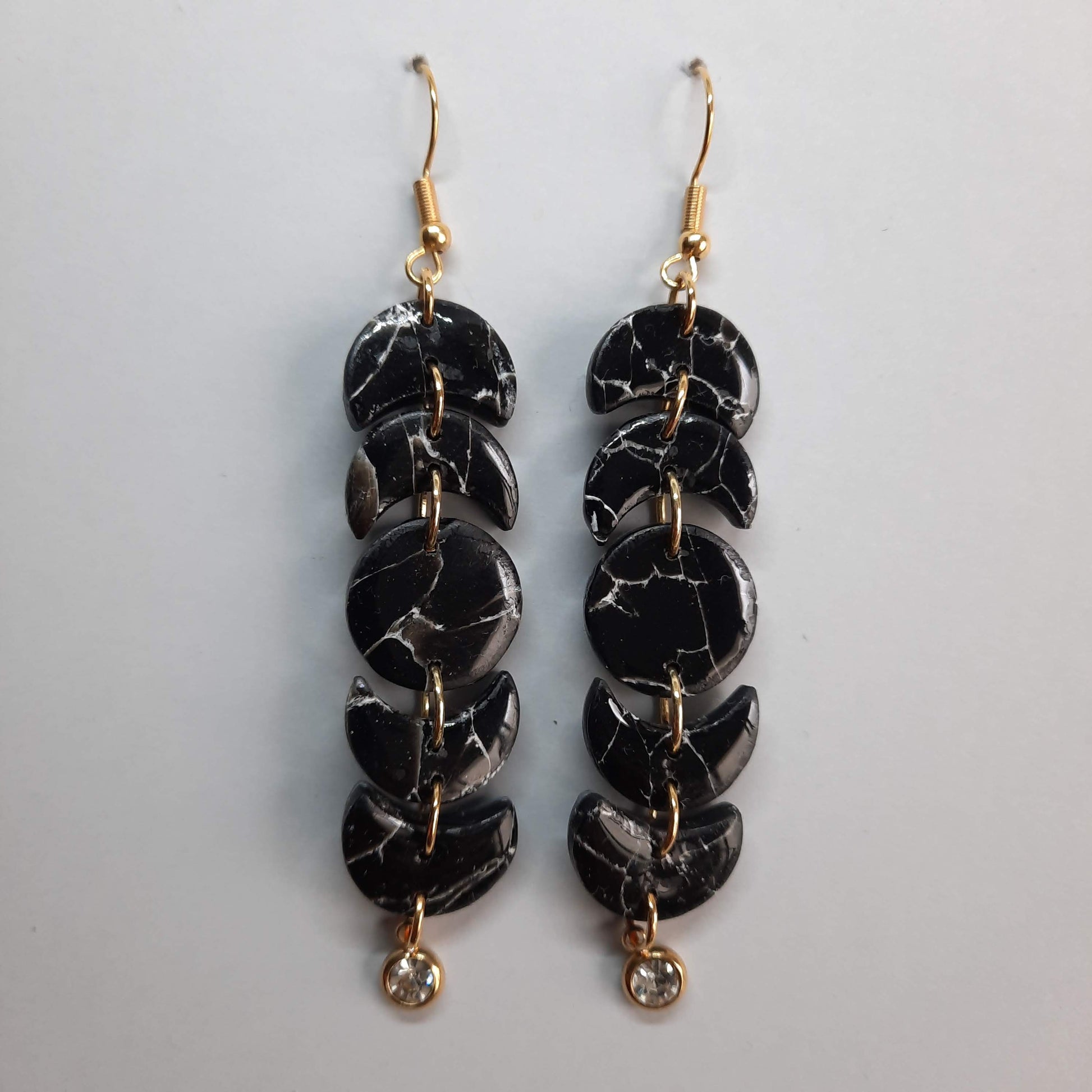 Pendientes Luna Negro Mármol