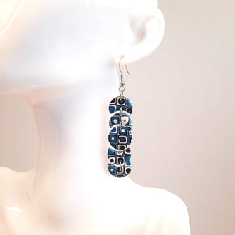 Pendientes Luna Pasión Azul con Ganchos Acero