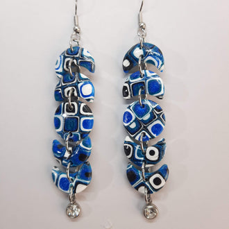 Pendientes Luna Pasión Azul con Ganchos Acero