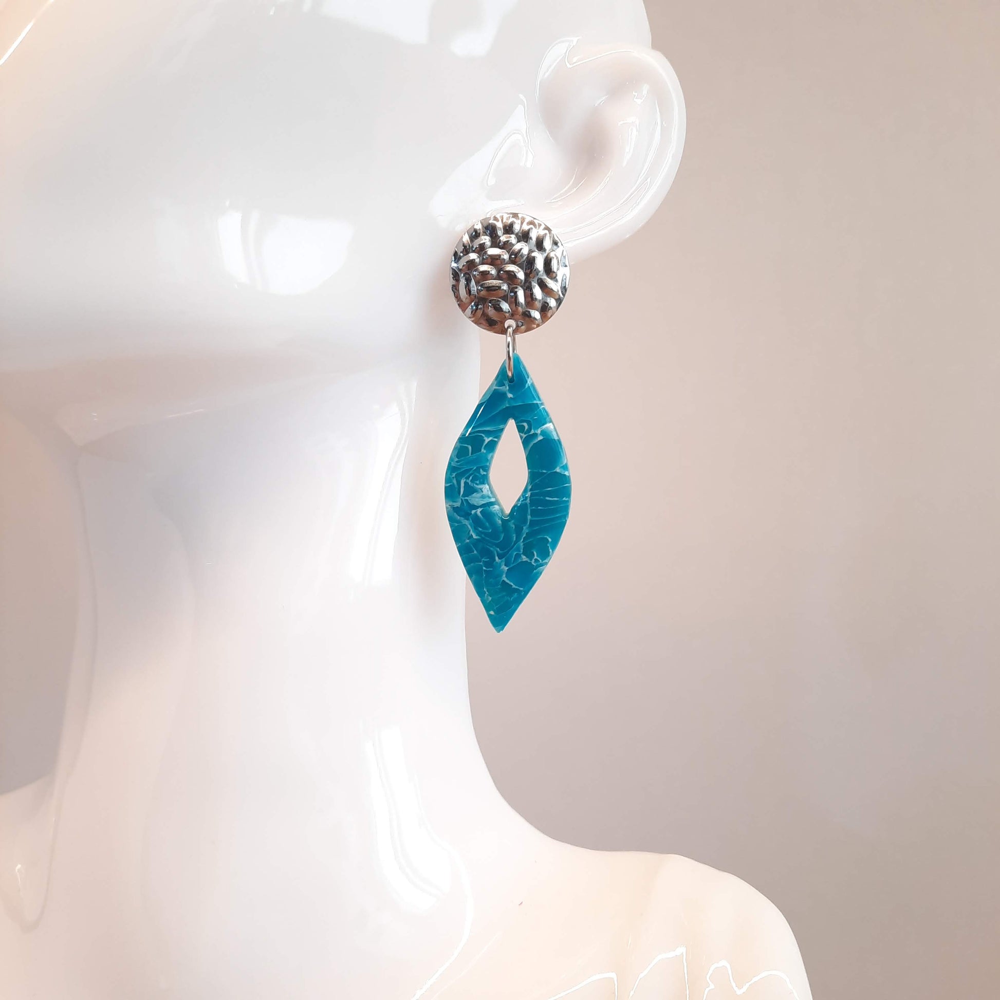 Pendientes Madrid Aguamarina con Base Acero