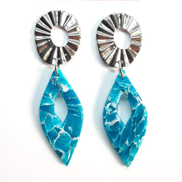 Pendientes Madrid Aguamarina con Base Acero