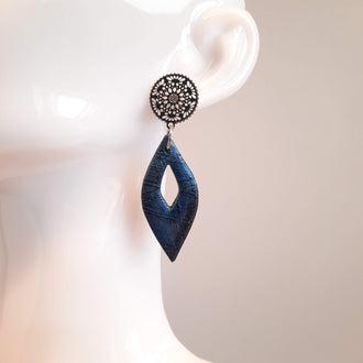 Pendientes Madrid Labradorita Azul con Base Acero