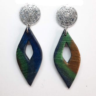 Pendientes Madrid Labradorita Azul con Base Acero