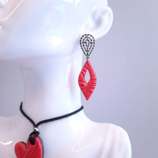 Pendientes Madrid Rojos con Base Acero