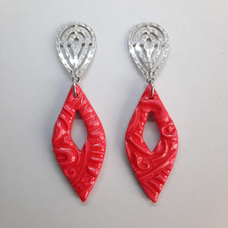 Pendientes Madrid Rojos con Base Acero