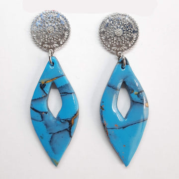 Pendientes Madrid Turquesa con Base Acero