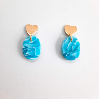 Pendientes Mimosa Aguamarina con Base Dorada