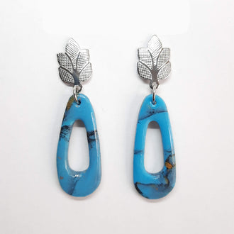 Pendientes Modernos Medianos Turquesa con Base Acero