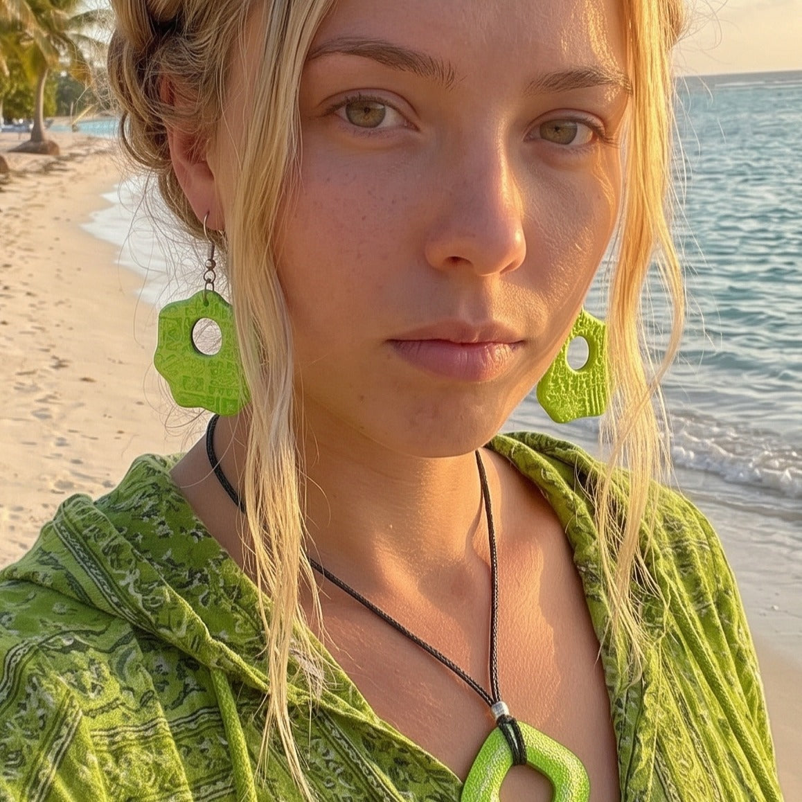 Pendientes Nube Verde