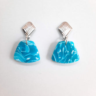 Pendientes Osaka Aguamarina con Base Acero