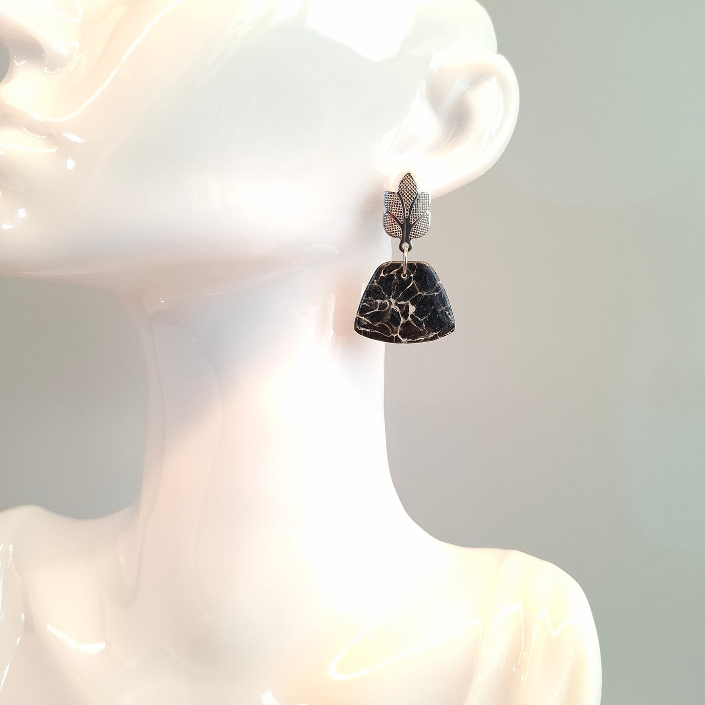 Pendientes Osaka Negro Mármol