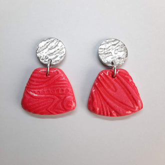 Pendientes Osaka Rojos con Base Acero