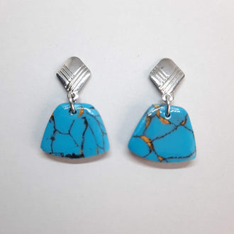 Pendientes Osaka Turquesa con Base Acero