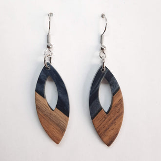 Pendientes Ovalados Negros Resina y Madera