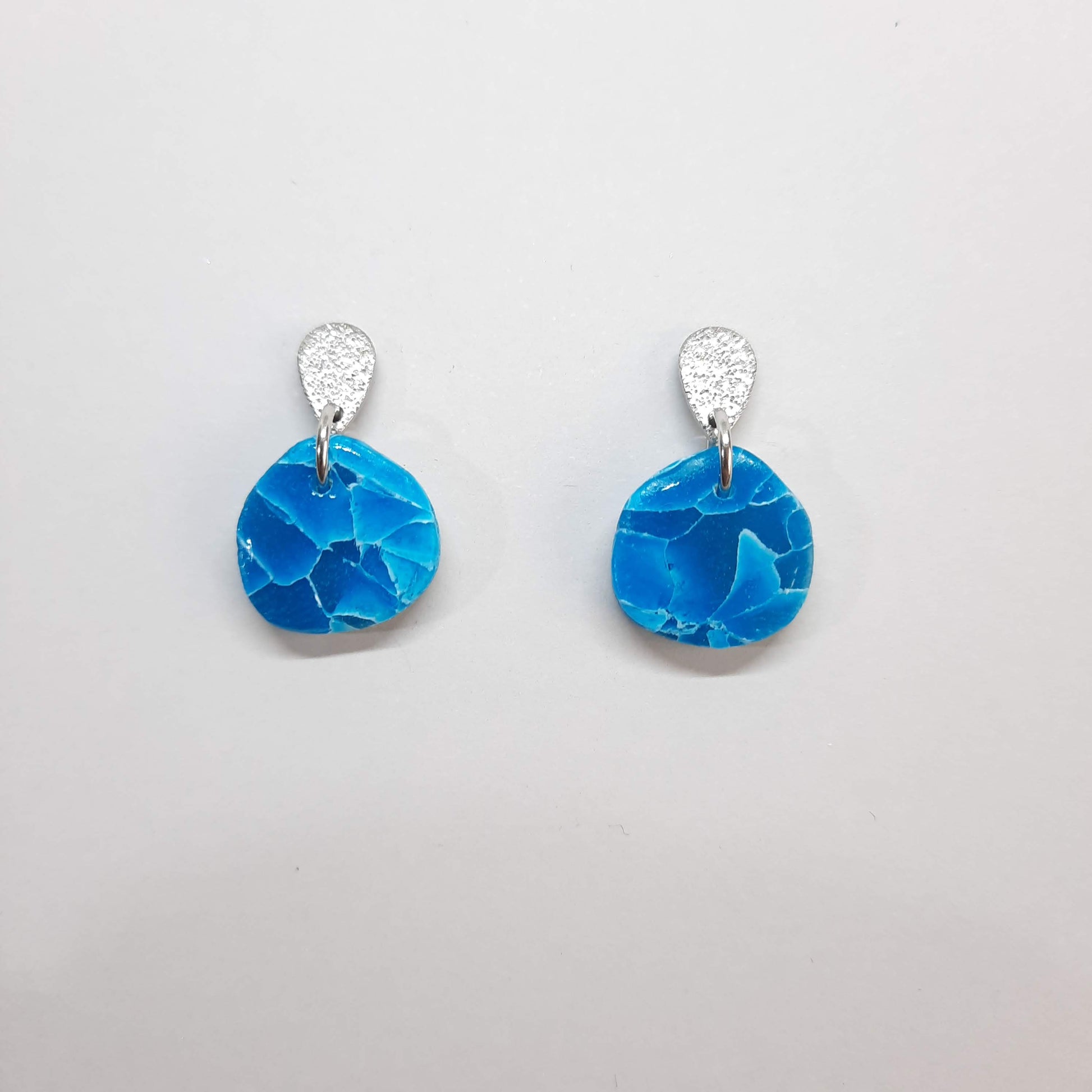 Pendientes Palma Aguamarina Con Base Plateada