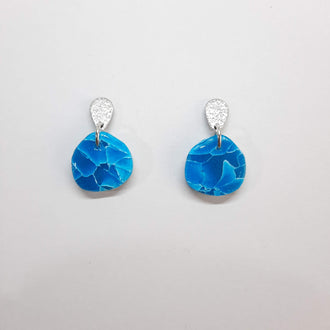 Pendientes Palma Aguamarina Con Base Plateada