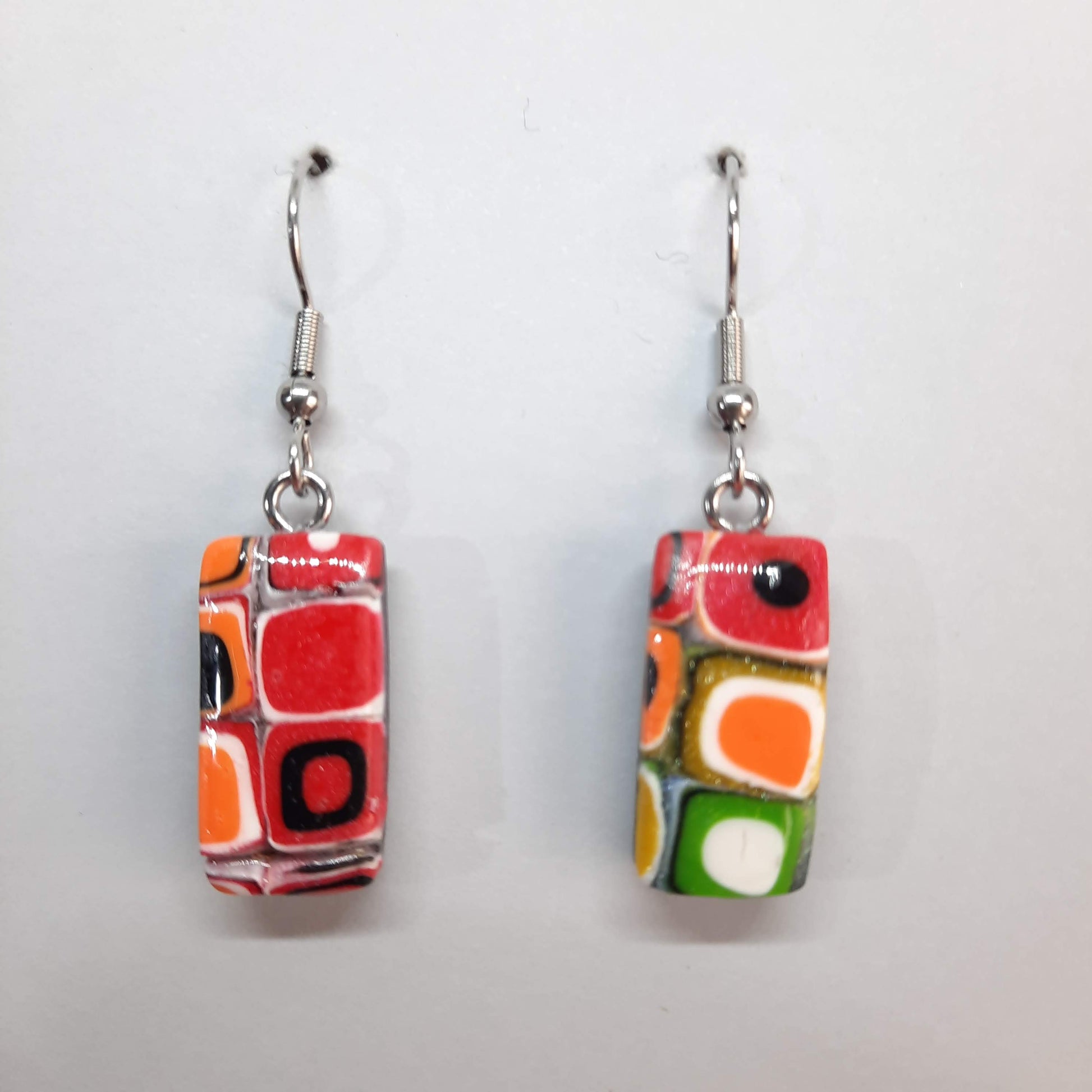 Pendientes Rectángulo Arcoíris Con Ganchos