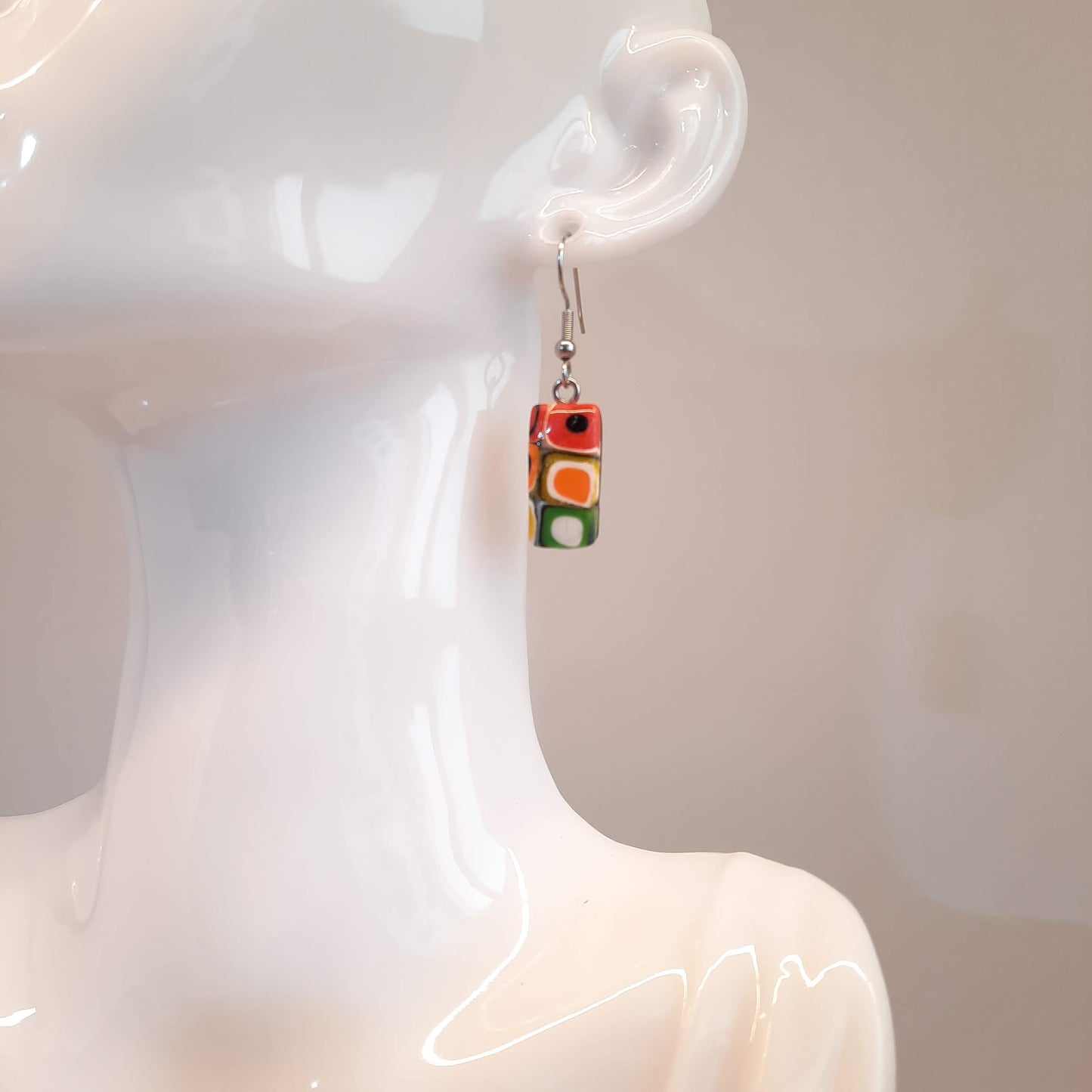 Pendientes Rectángulo Arcoíris Con Ganchos