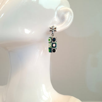 Pendientes Rectángulo Mosaico Verde