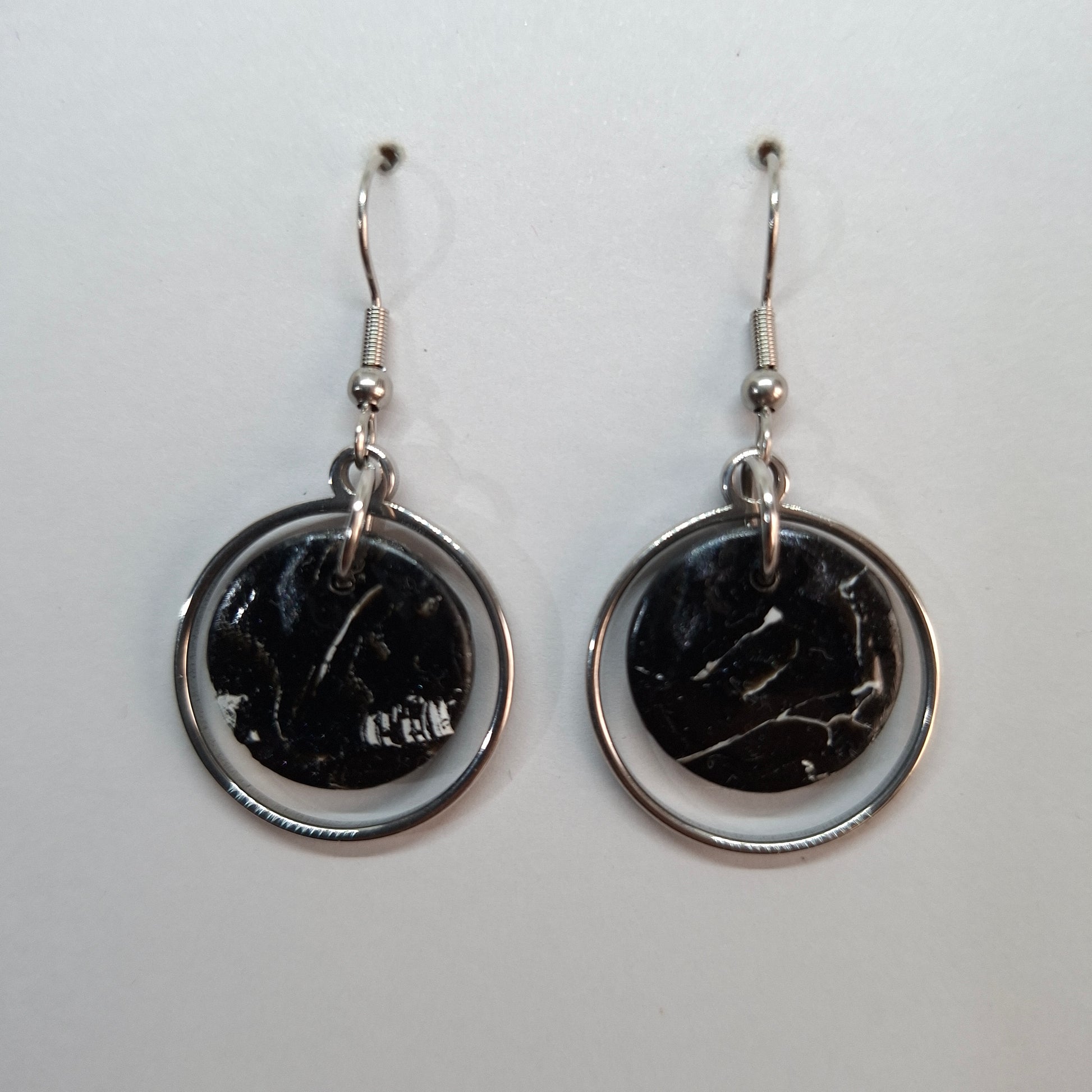 Pendientes Redondos Negro Mármol