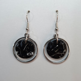 Pendientes Redondos Negro Mármol