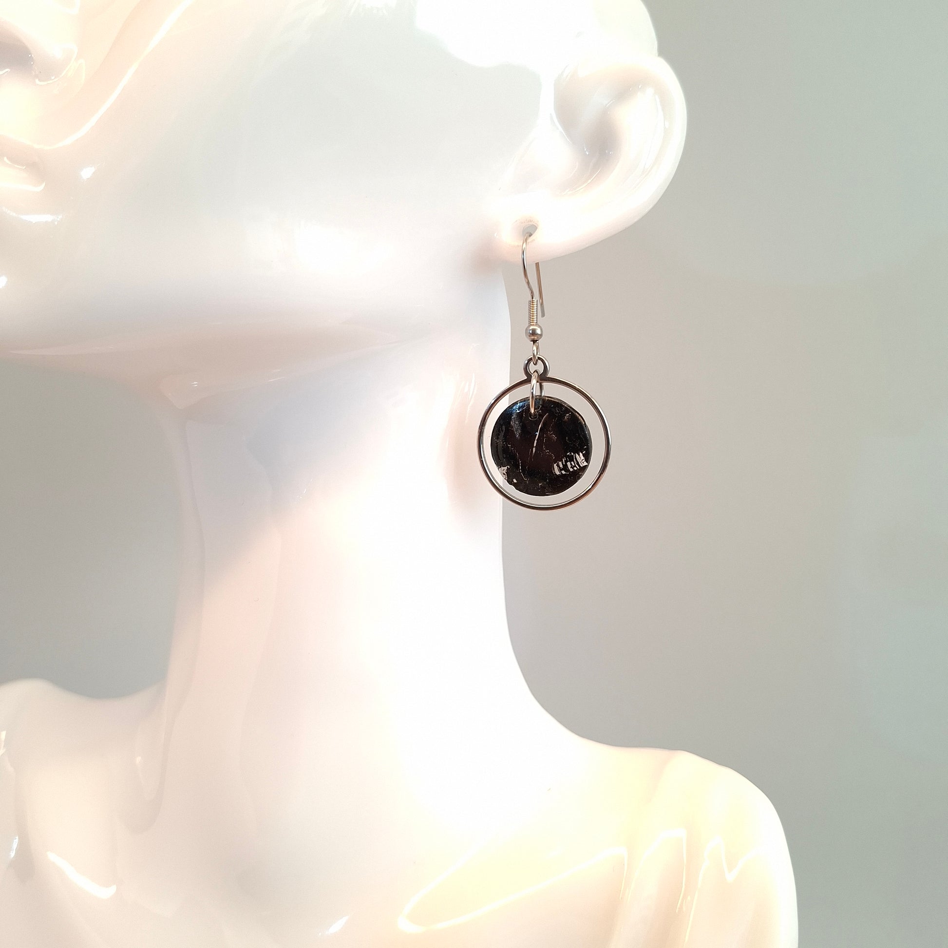 Pendientes Redondos Negro Mármol