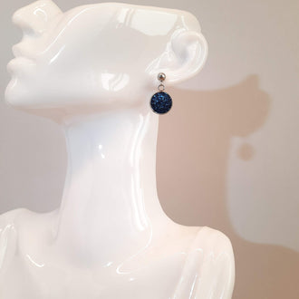 Pendientes Redondos Resina Azul-Verde con Base Acero