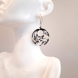 Pendientes Redondos Resina Blanco Negro