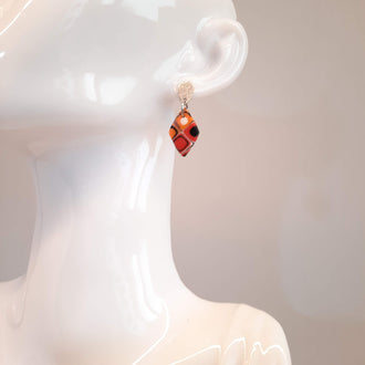 Pendientes Rombo Pequeño Arcoíris con Base Acero