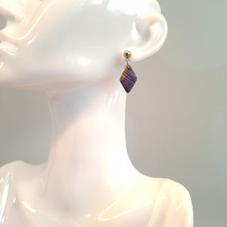 Pendientes Rombo Labradorita Violeta con Base Plateada