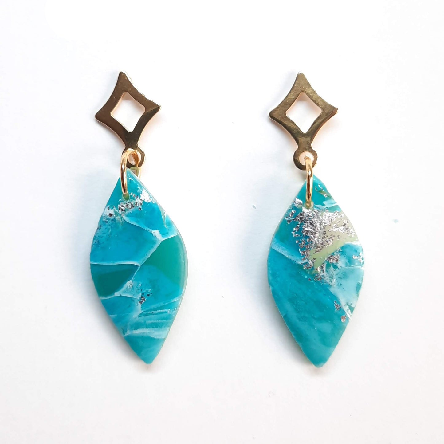 Pendientes Sevilla Aguamarina con Base Dorada