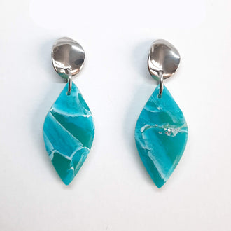 Pendientes Sevilla Aguamarina con Base Plateada