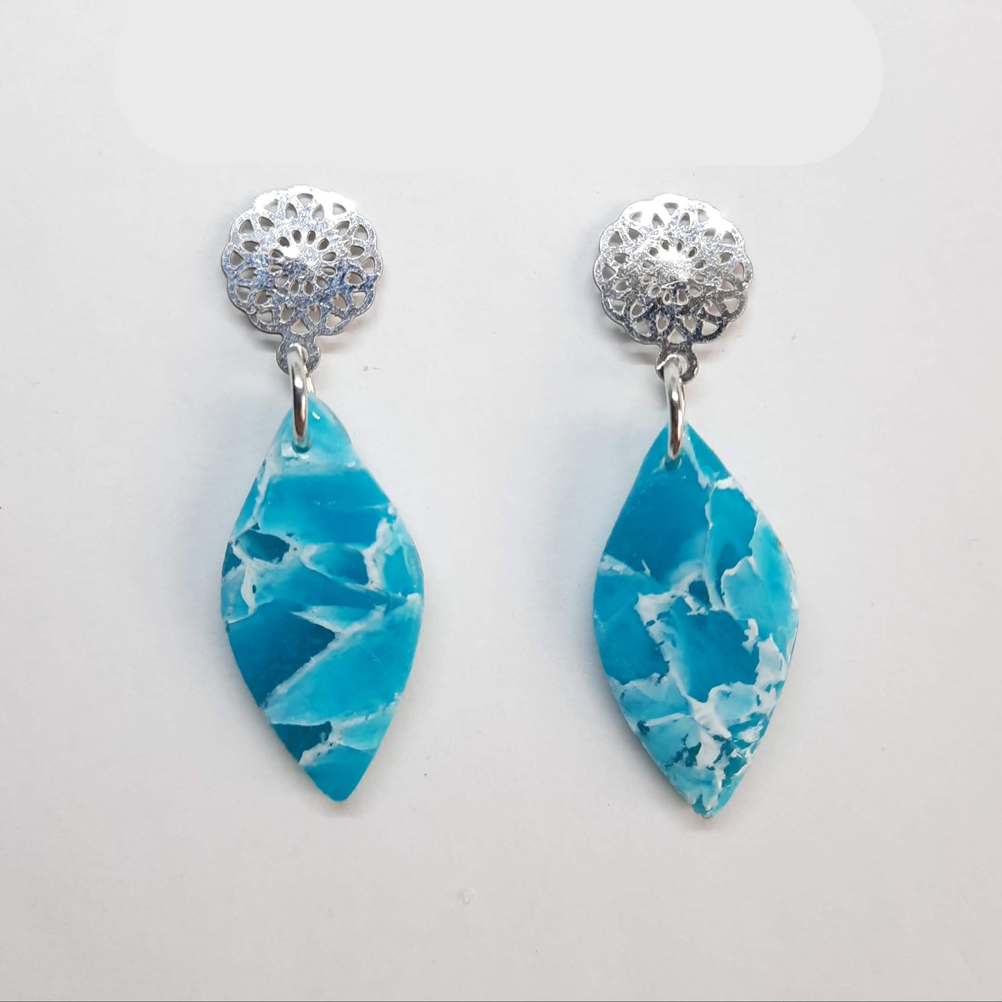 Pendientes Sevilla Aguamarina con Base Plateada